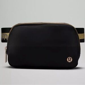 lululemon athletica Black Belt Bag with Gold Accents